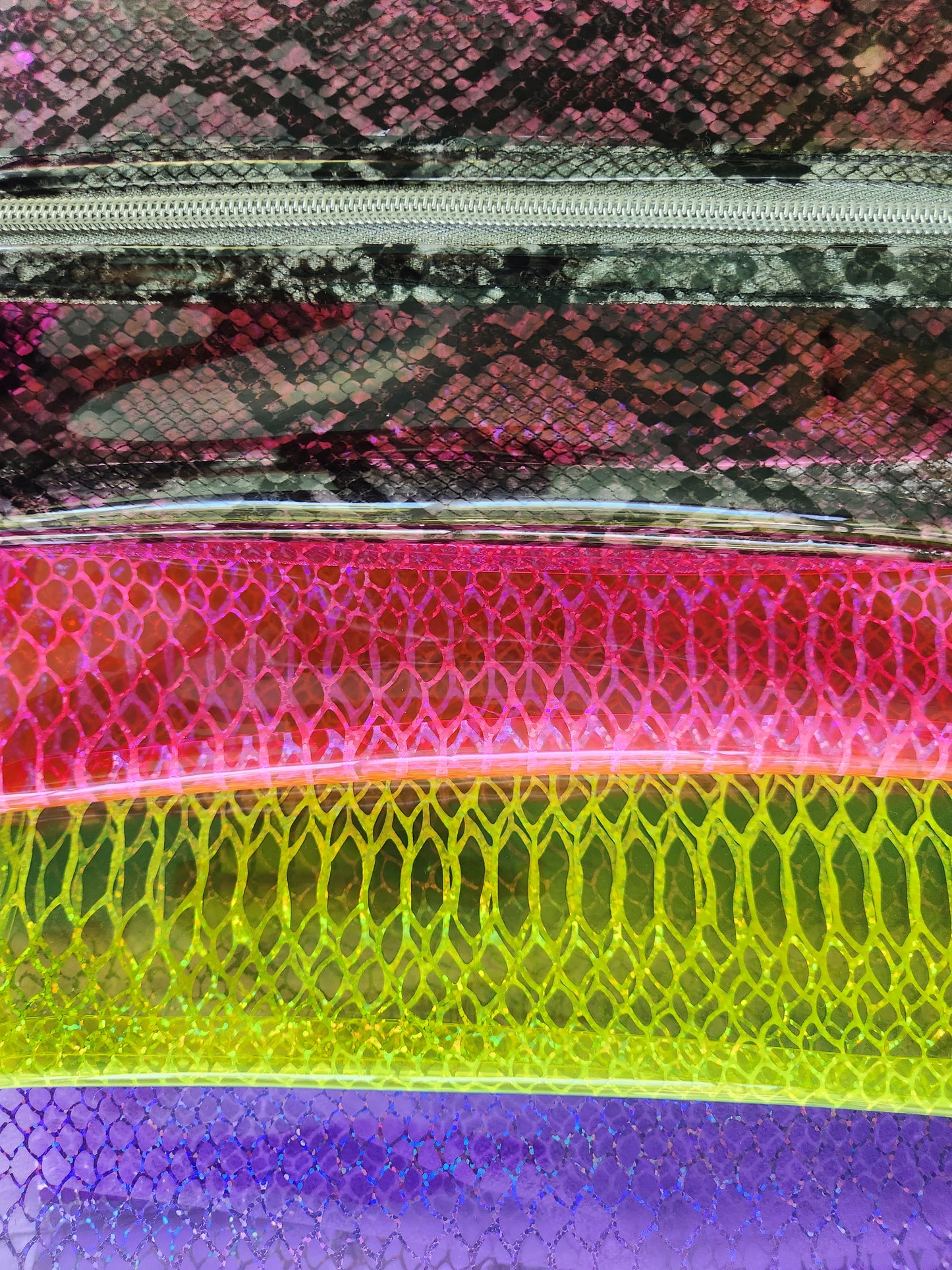 Snakeskin Vinyl/Jelly, water resistant, Cosmetic Bags