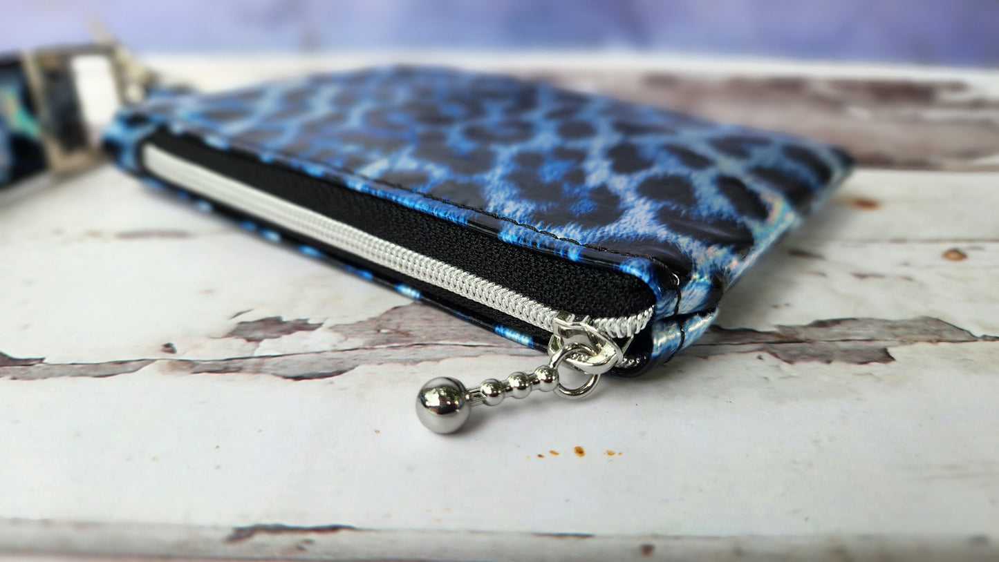 Blue Leopard Patent Leather Iris Shoulder Bag
