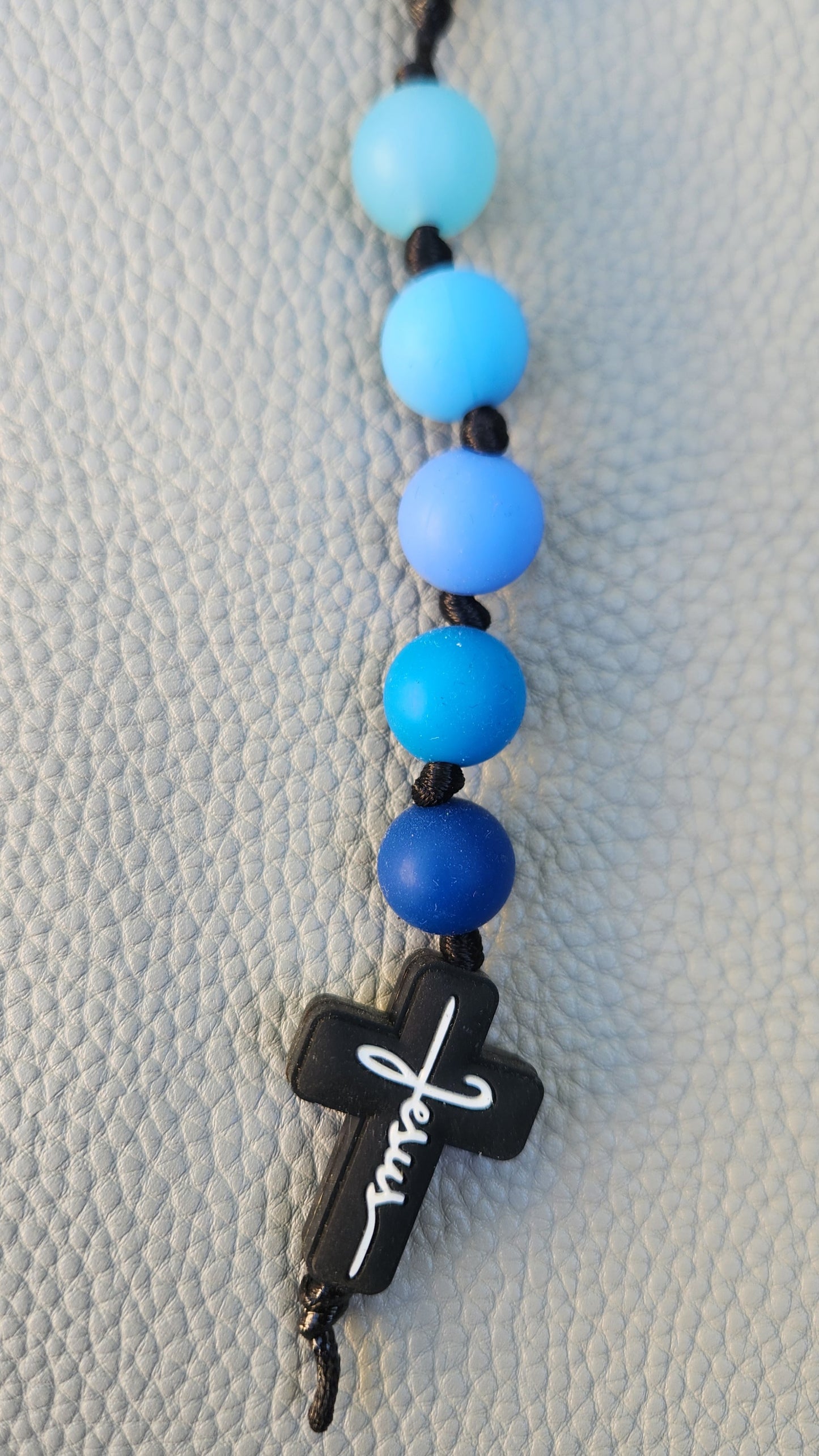 Silicone Beaded Jesus Cross Bag Charm/Key Clip