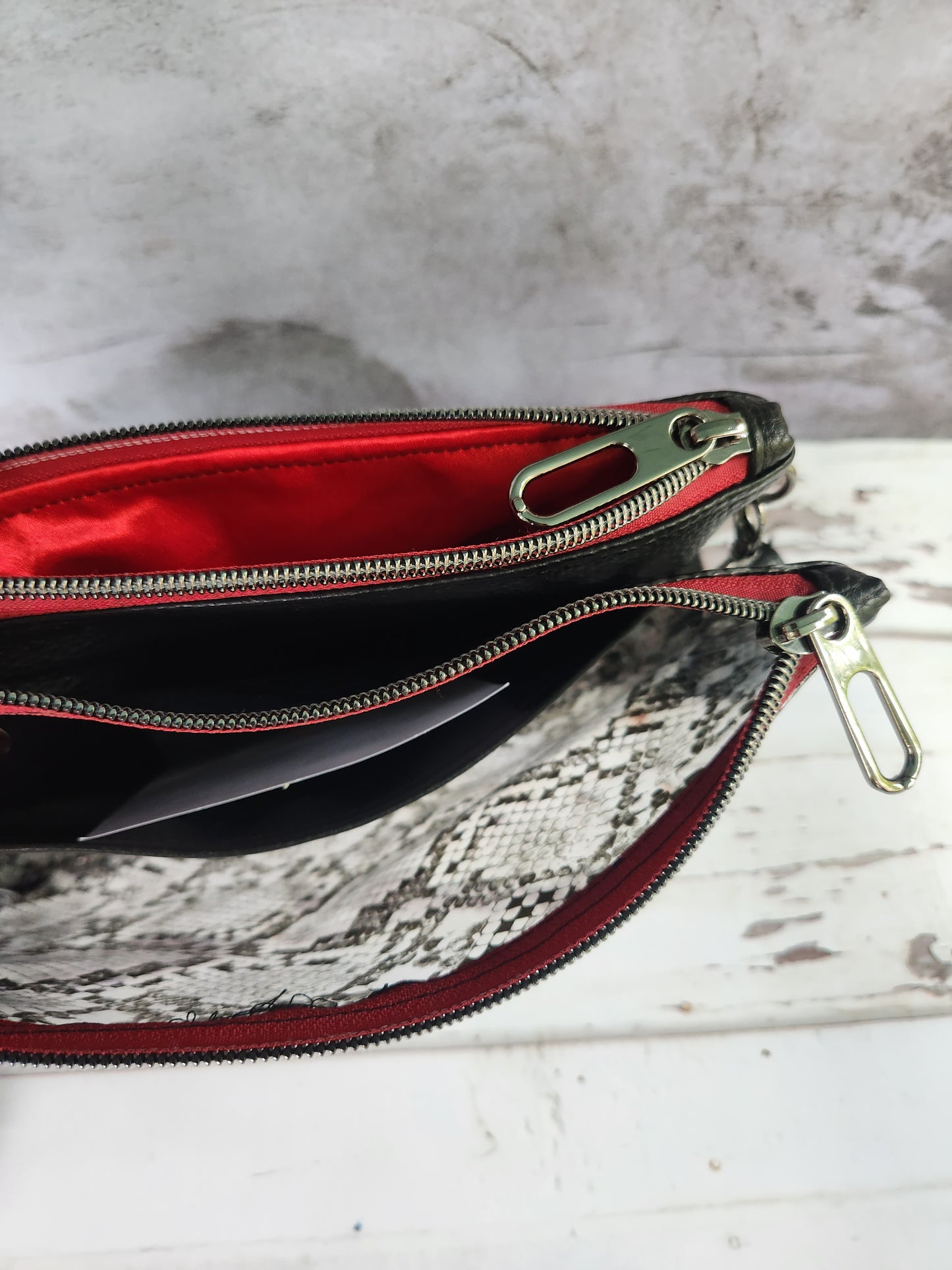 Snakeskin Vinyl and Black Duplex Crossbody