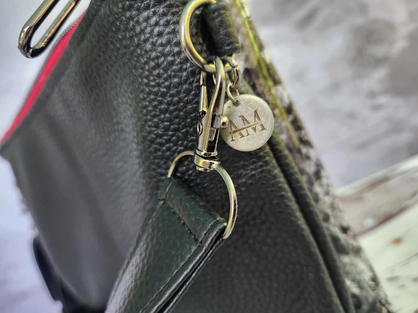 Snakeskin Vinyl and Black Duplex Crossbody