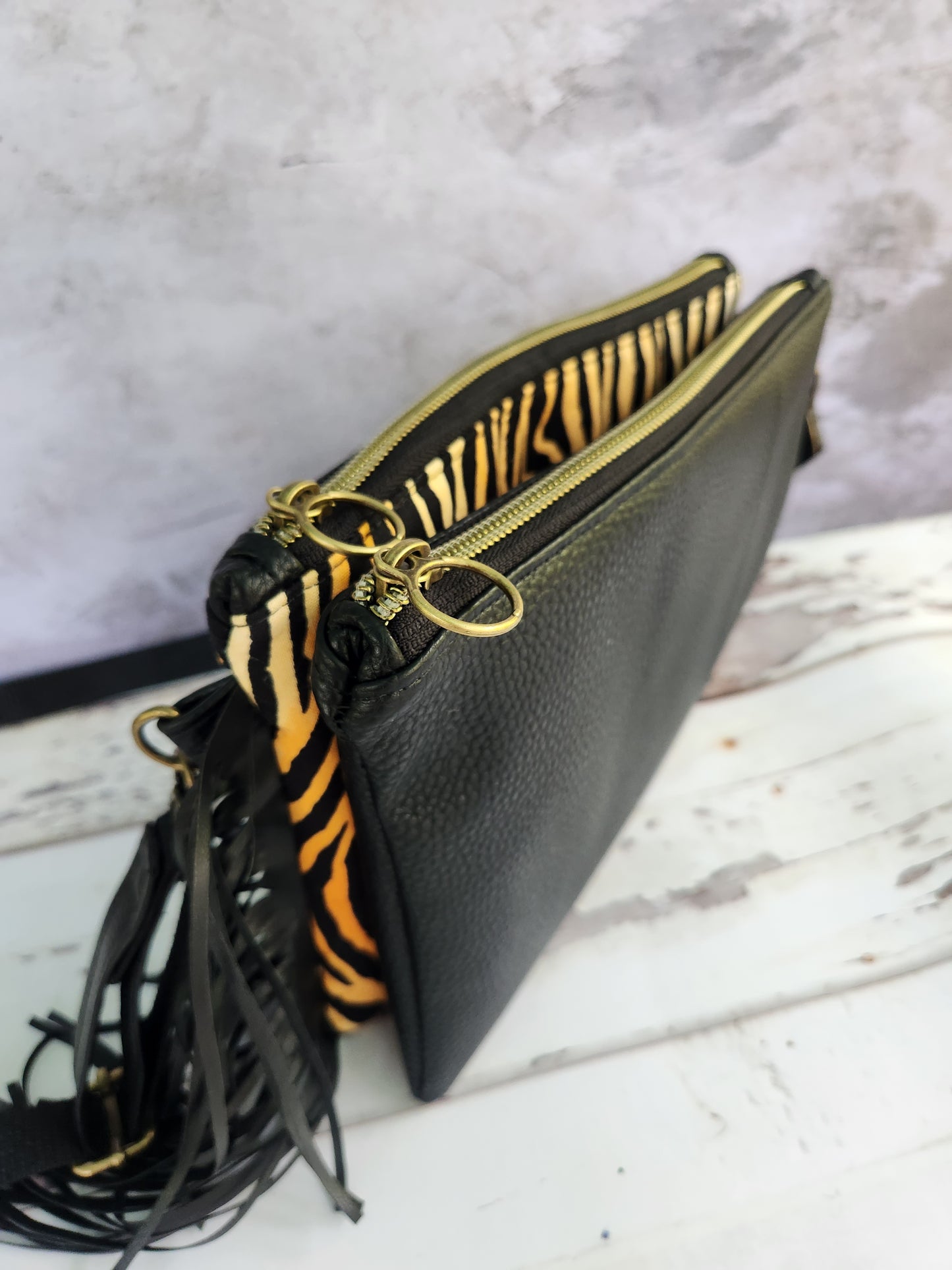 Fringe Tiger Duplex Crossbody