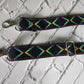 Embroidered 1" wide strap neon rainbow geometric