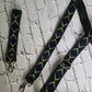 Embroidered 1" wide strap neon rainbow geometric