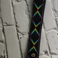 Embroidered 1" wide strap neon rainbow geometric