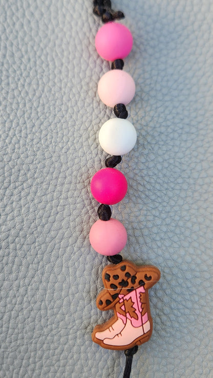 Silicone Beaded Boot Bag Charm/Key Clip