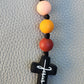 Silicone Beaded Jesus Cross Bag Charm/Key Clip