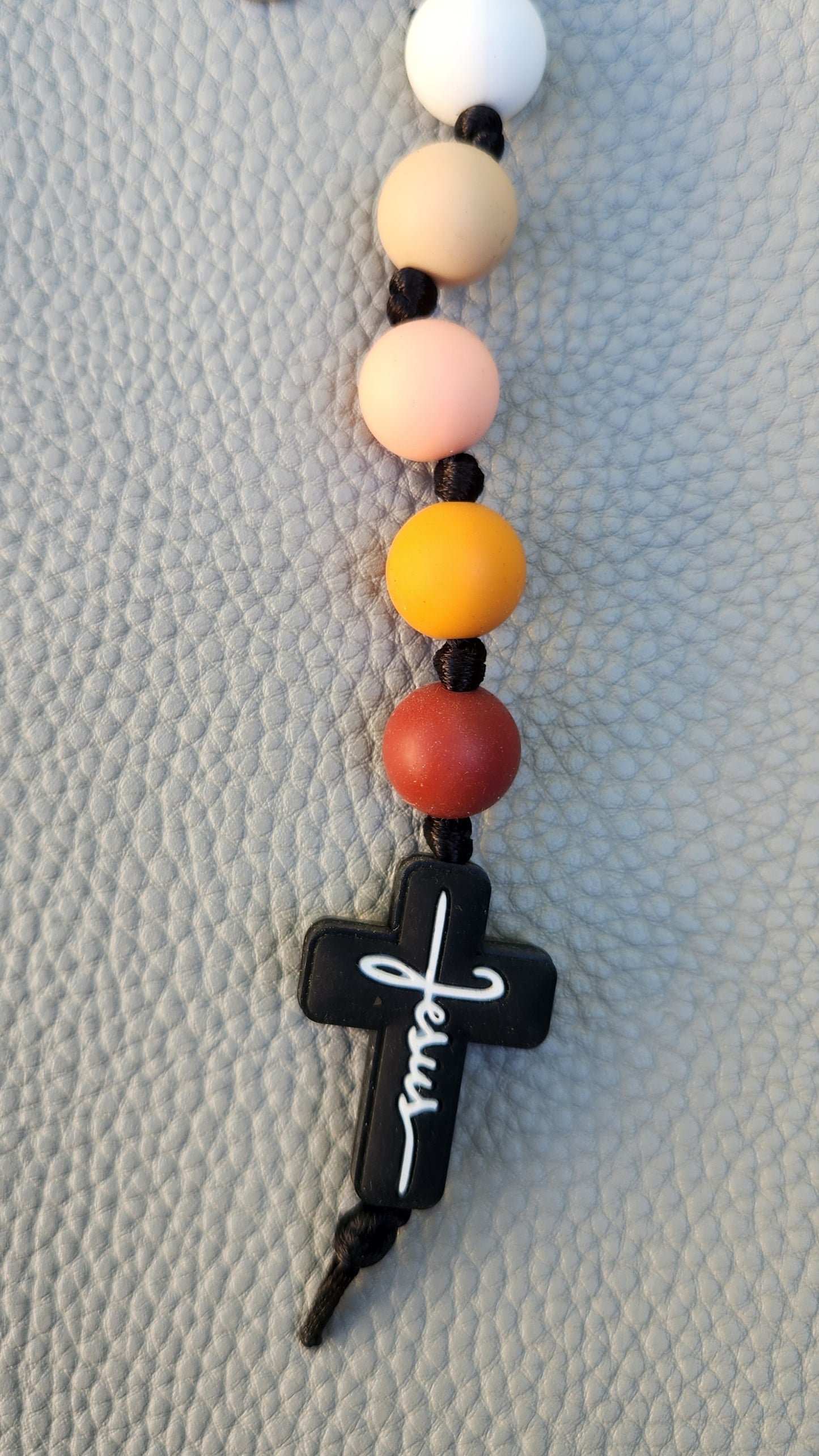 Silicone Beaded Jesus Cross Bag Charm/Key Clip