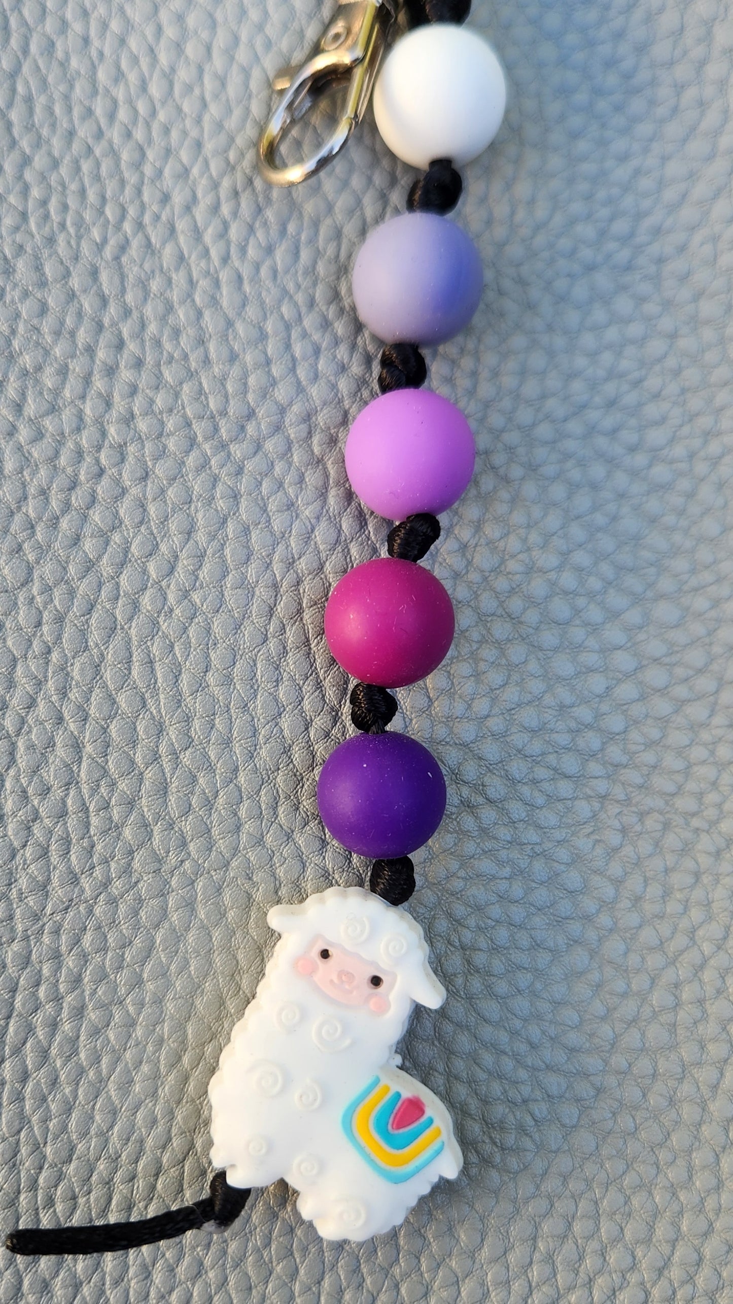 Silicone Beaded Llama Bag Charm/Key Clip