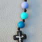 Silicone Beaded Jesus Cross Bag Charm/Key Clip