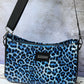 Blue Leopard Patent Leather Iris Shoulder Bag