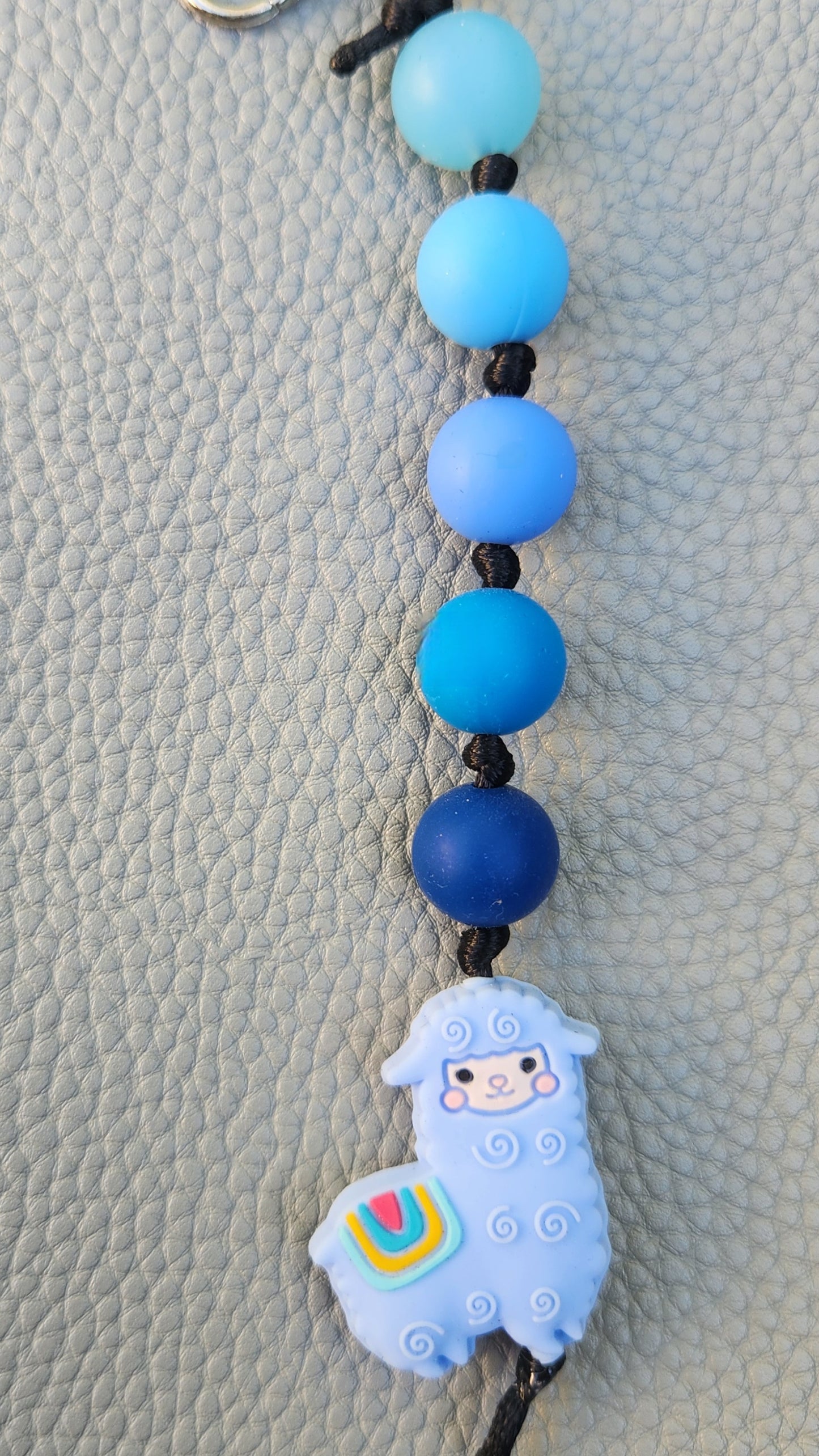 Silicone Beaded Llama Bag Charm/Key Clip