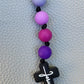 Silicone Beaded Jesus Cross Bag Charm/Key Clip