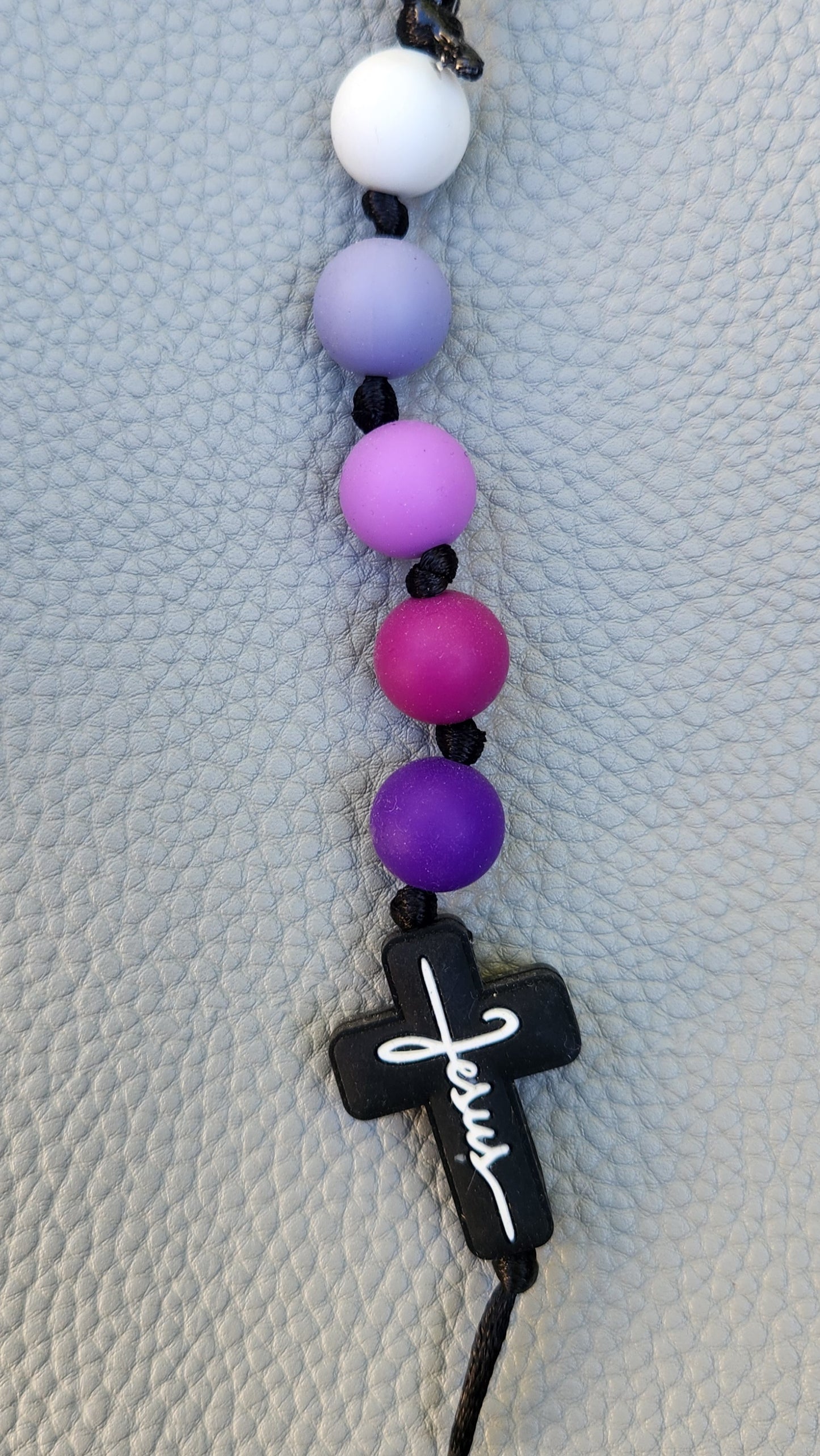 Silicone Beaded Jesus Cross Bag Charm/Key Clip