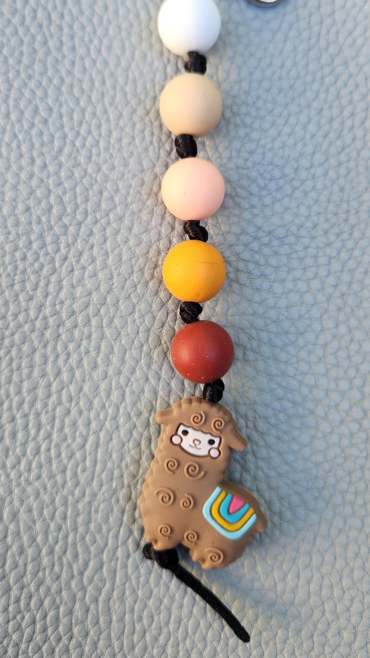 Silicone Beaded Llama Bag Charm/Key Clip