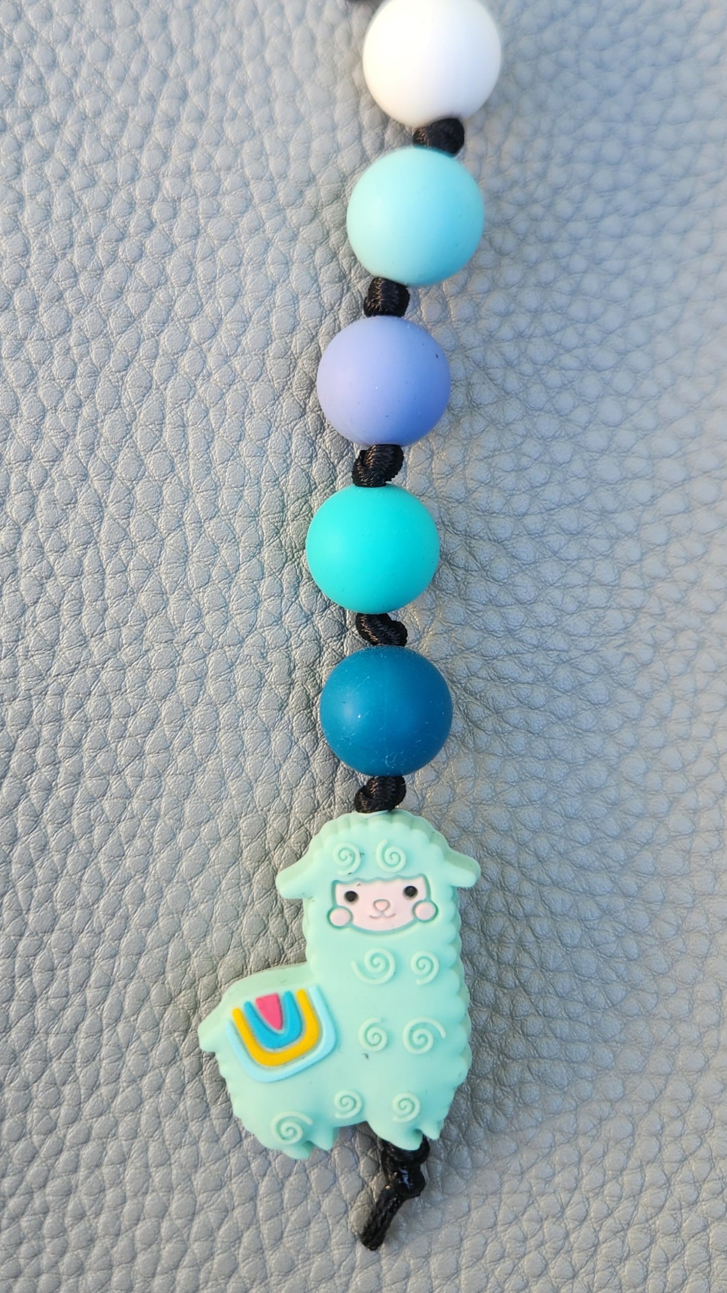 Silicone Beaded Llama Bag Charm/Key Clip