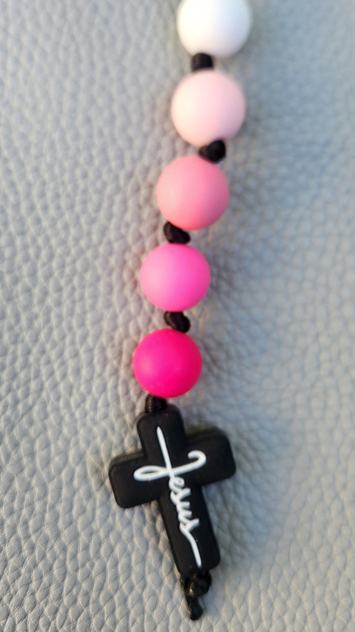 Silicone Beaded Jesus Cross Bag Charm/Key Clip