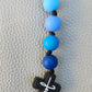 Silicone Beaded Jesus Cross Bag Charm/Key Clip
