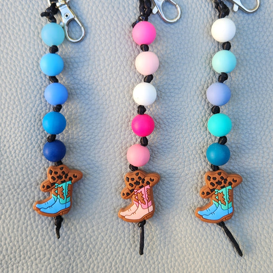 Silicone Beaded Boot Bag Charm/Key Clip